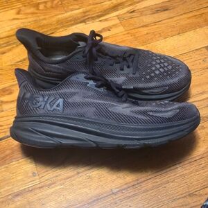 Hoka One One Clifton 9 Running Shoes 1127895 BBLC Men's Size 13  D Triple Black-